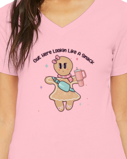 Pink v-neck short sleeve shirt (Copy)