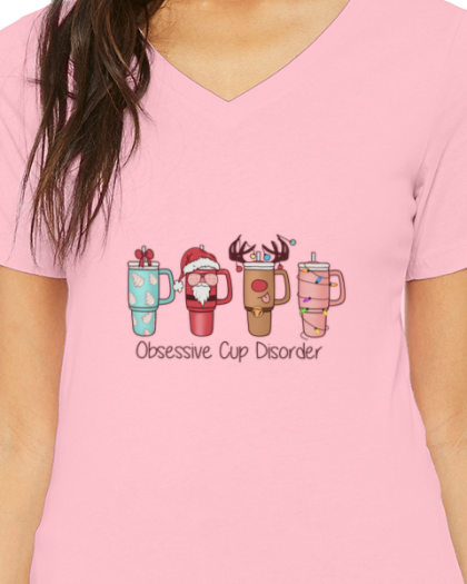 Pink v-neck short sleeve shirt (Copy)